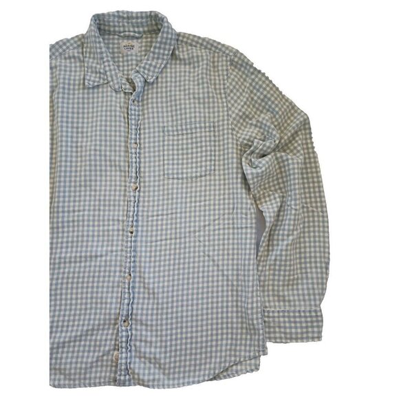 Marine Layer Women's Flannel Blue Gingham Button Up Shirt Size L Long Sleeve - Picture 2 of 8